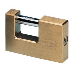 Lucchetto corazzato per saracinesca - ottone massiccio - 7,7x5x1,6cm - oro - Metalplus