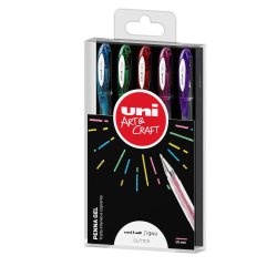 Penna sfera gel Uni Ball Signo - punta 1,0 mm - colori assortiti glitter - Uni Mitsubishi - astuccio 5 pezzi