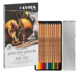Pastelli colorati Rembrandt Polycolor -  3,7 mm - colori assortiti - Lyra - astuccio in metallo 12 pezzi