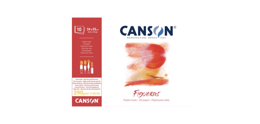 Blocco collato lato corto Figueras - 24x33 cm - 4F - 290 gr - 10 fogli - Canson