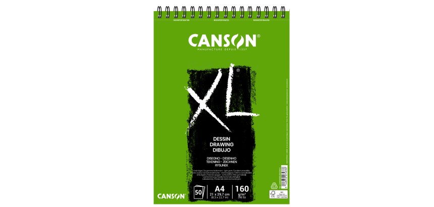 Album spiralato lato corto XL drawing - A4 - 160 gr - 50 fogli - Canson