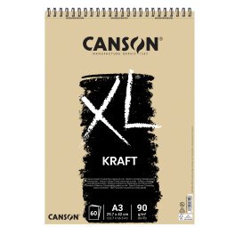 En_bloc dibujo esbozo canson xl kraft din a3 kraft rayado beige espiral 29,7x42 cm 60 hojas 90 gr/m2