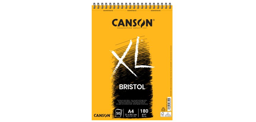 Blocco spiralato lato corto XL Bristol - A4 - 180 gr - 50 fogli - Canson