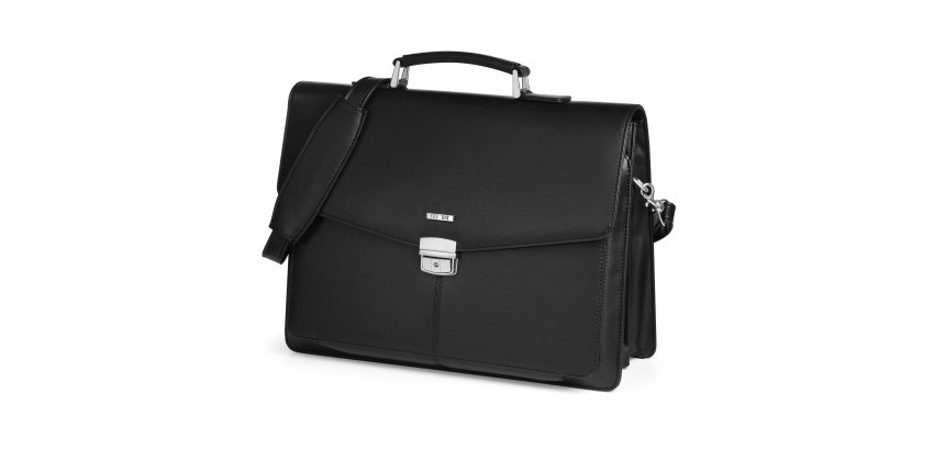 Cartella in similpelle - nero - 41x32x16cm - City Time