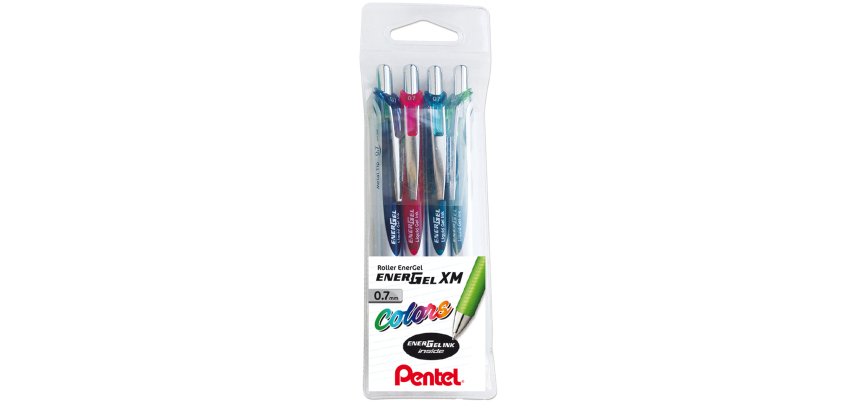 Roller scatto Energel XM - punta 0,7 mm - colori assortiti - Pentel - astuccio 4 pezzi