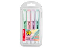 Evidenziatore Swing Cool Pastel - punta a scalpello - tratto 1 - 4 mm - colori assortiti - Stabilo - astuccio 4 pezzi