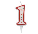 Candelina Zuccherino - numero 1 - H 8.5 cm - Big Party