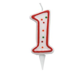 Candelina Zuccherino - numero 1 - H 8.5 cm - Big Party