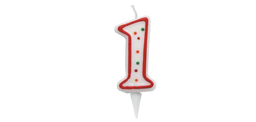 Candelina Zuccherino - numero 1 - H 8.5 cm - Big Party