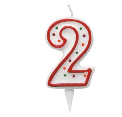 Candelina Zuccherino - numero 2 - H 8.5 cm - Big Party