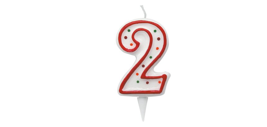 Candelina Zuccherino - numero 2 - H 8.5 cm - Big Party