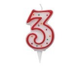 Candelina Zuccherino - numero 3 - H 8.5 cm - Big Party