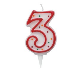 Candelina Zuccherino - numero 3 - H 8.5 cm - Big Party