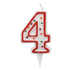 Candelina Zuccherino - numero 4 - H 8.5 cm - Big Party