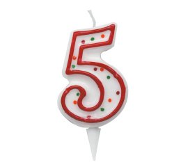 Candelina Zuccherino - numero 5 - H 8.5 cm - Big Party