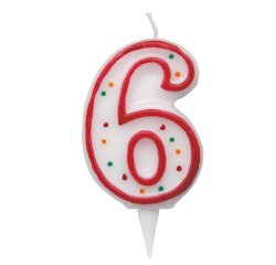 Candelina Zuccherino - numero 6 - H 8.5 cm - Big Party
