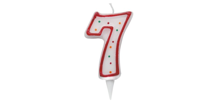 Candelina Zuccherino - numero 7 - H 8.5 cm - Big Party