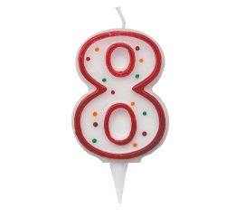 Candelina Zuccherino - numero 8 -  H 8.5 cm - Big Party