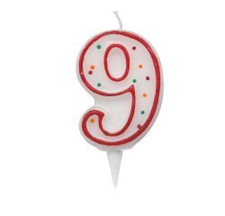 Candelina Zuccherino - numero 9 - H 8.5 cm - Big Party