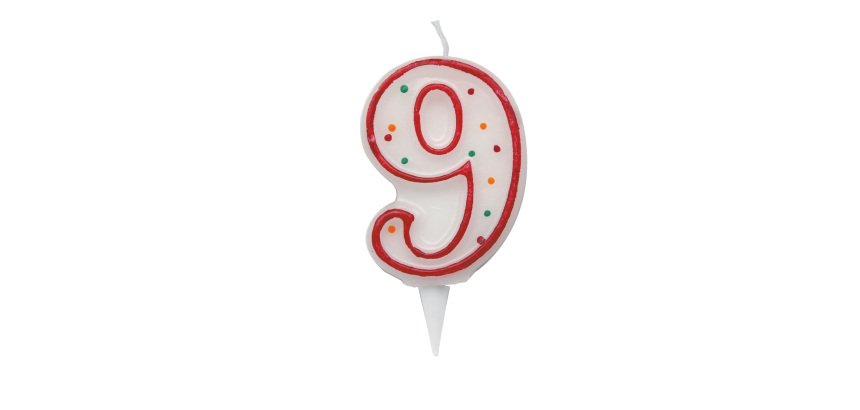 Candelina Zuccherino - numero 9 - H 8.5 cm - Big Party
