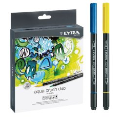 Pennarelli Aqua Brush Duo - punte 2/4 mm - colori assortiti - Lyra - astuccio 36 pezzi