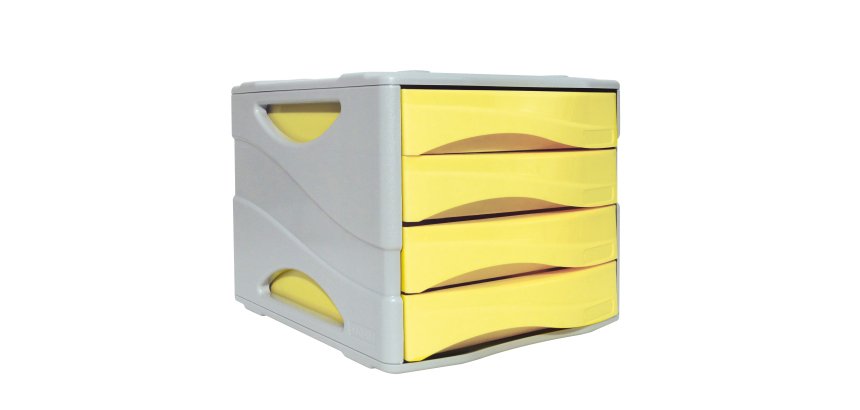 Cassettiera Keep Colour Pastel - 25 x 32 cm - cassetti 5 cm - grigio/giallo - Arda