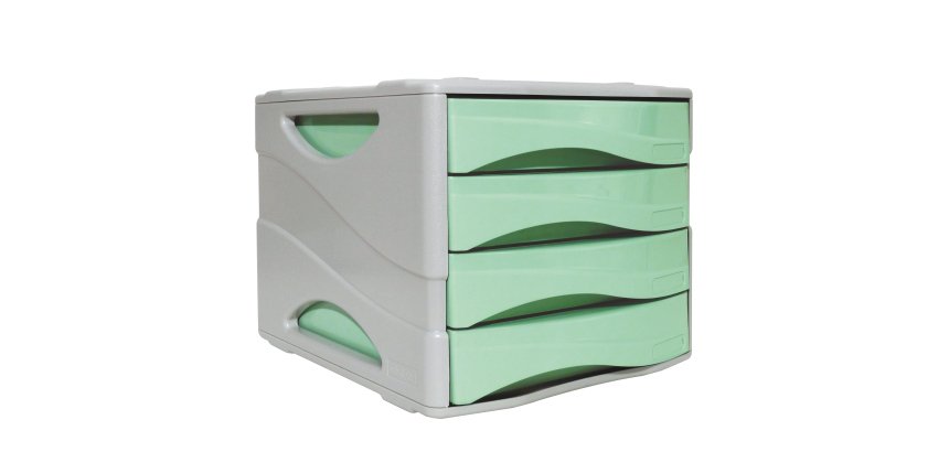 Cassettiera Keep Colour Pastel - 25 x 32 cm - cassetti 5 cm - grigio/verde - Arda