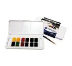 Acquerelli Acquafine Godet - colori assortiti - Daler Rowney - scatola in plastica 12 acquerelli + 1 pennello