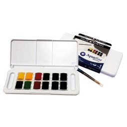 En_acuarela daler rowney aquafine travel set con pincel caja de 12 colores surtidos