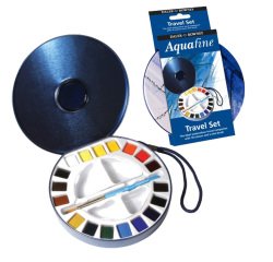 Acquerelli Aquafine Godet - colori assortiti - Daler Rowney - scatola in metallo 18 acquerelli + pennello + 2 tavolozze