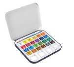 Acquerelli Aquafine - colori assortiti - Daler Rowney -  scatola metallo 24 acquerelli + pennello + tavolozza