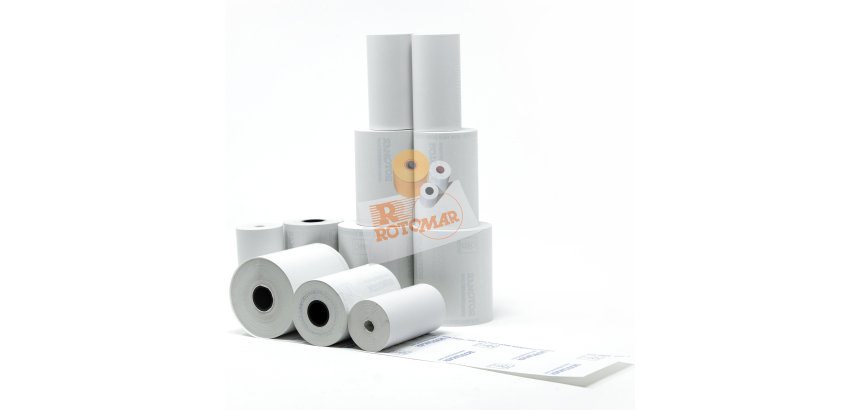 Rotolo per POS e carte di credito - carta termica BPA free - 57 mm x 30 mt - diametro esterno 50 mm - 55 gr - anima 12 mm - Rotomar - blister 10 pezzi
