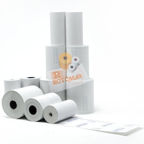 Rotolo per POS e carte di credito - carta termica BPA free - 57 mm x 11 mt - diametro esterno 30 mm - 55 gr - senza anima - confezione da 12 rotoli