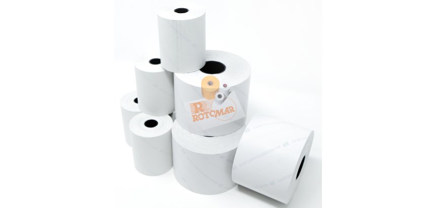 Rotolo per bilancia - carta termica BPA free - 57,5 mm x 30 mt - diametro esterno 50 mm -  55 gr - anima 12 mm - Rotomar - blister 10 pezzi