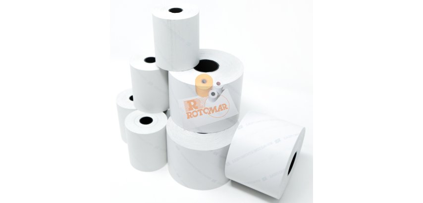 Rotolo per bilancia - carta termica BPA free - 62,5 mm x 30 mt - diametro esterno 50 mm - anima 12 mm - Rotomar - blister 10 pezzi