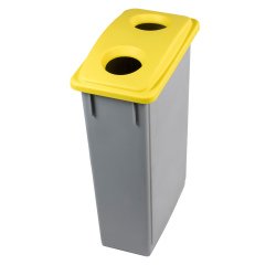 Contenitore Office 90 Lt - con coperchio per bottiglie e lattine - grigio/giallo - Medial