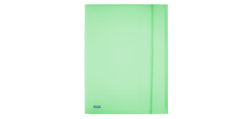 Cartella 3 lembi con elastico Pastel - 24 x 33cm - dorso 1 cm - PP - smeraldo - Favorit