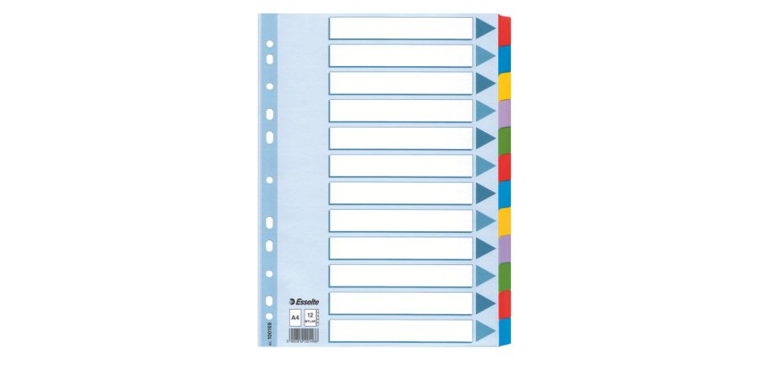 Intercalare Mylar -12 tasti colorati - A4 - Esselte