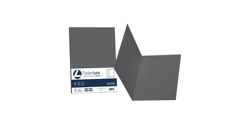 Cartellina semplice Luce - 200 gr - A4 - grafite - cartoncino bristol - Favini - conf. 50 pezzi