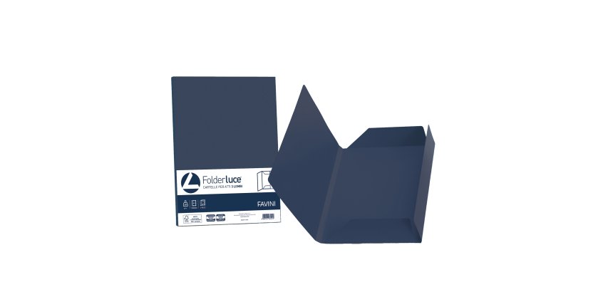 Cartellina 3 lembi Luce - 200 gr - A4 - cartoncino bristol - blu cobalto - Favini - conf. 25 pezzi