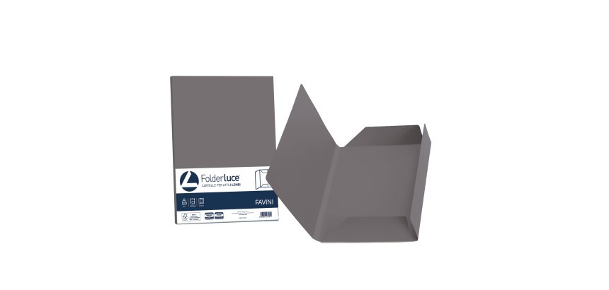 Cartellina 3 lembi Luce - 200 gr - A4 - cartoncino bristol - grafite - Favini - conf. 25 pezzi