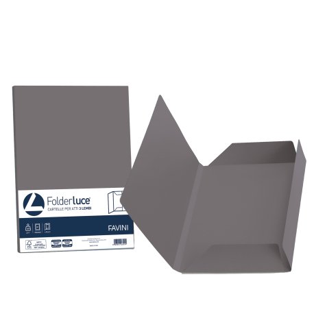 Cartelline 3 lembi Luce - 200 gr - 24,5 x 34,5 cm - grafite - Favini - conf. 25 pezzi