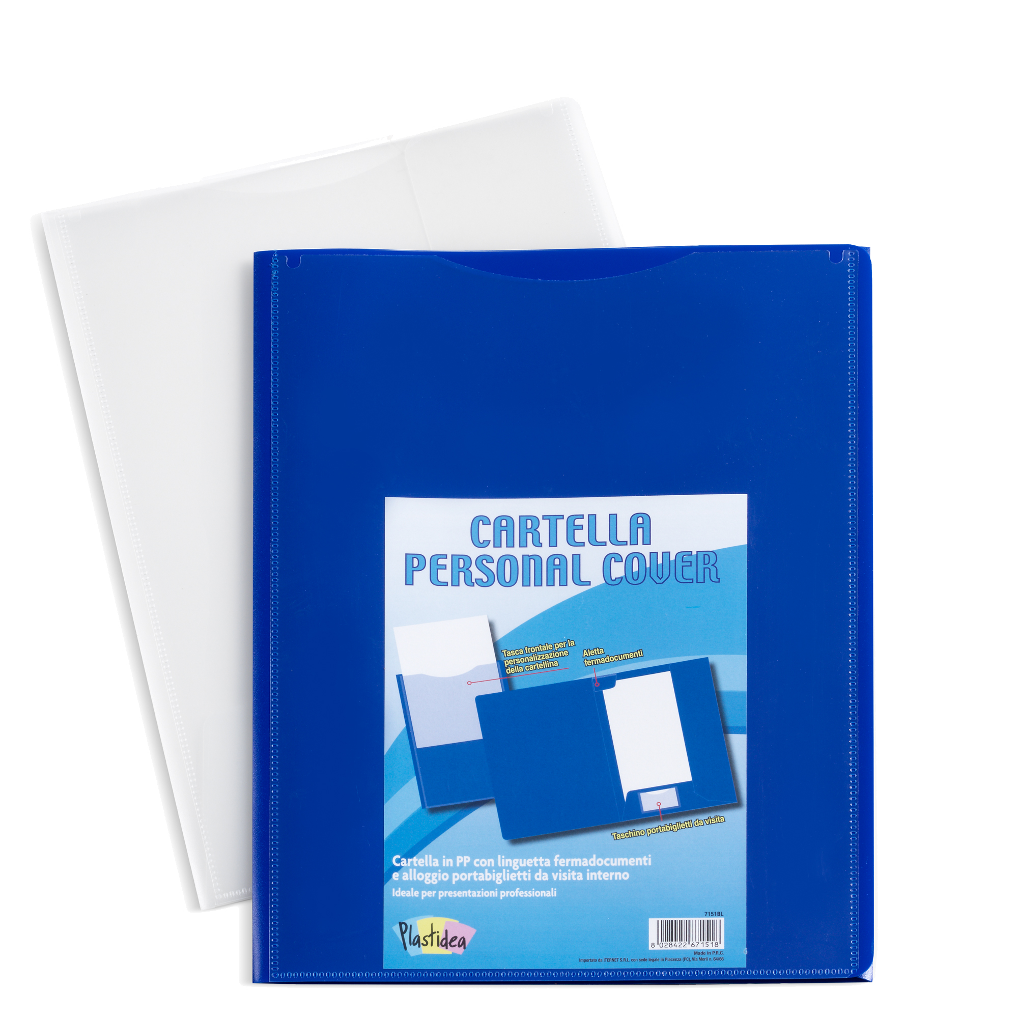 Cartella in PP Personal Cover - blu - 24 x 32 cm - Iternet - conf. 5 pezzi  su