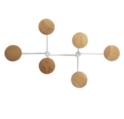 Appendiabiti da muro - 6 posti - 12 x 28 x 7 cm - metallo/legno - bianco - Alba