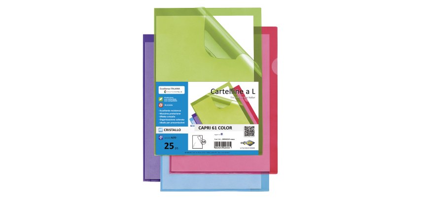 Cartellina a L Capri 61 color - A4 - PVC - liscio pesante - rosso - Sei Rota - conf. 25 pezzi