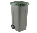 Bidone mobile - con chiusura a clip - 49x54x85 cm - 100 L - grigio/verde - Mobil Plastic