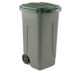 Bidone mobile - con chiusura a clip - 49x54x85 cm - 100 L - grigio/verde - Mobil Plastic