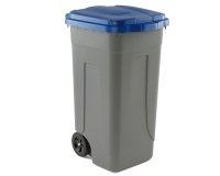 Bidone mobile - con chiusura a clip - 49x54x85 cm - 100 L - grigio/blu - Mobil Plastic