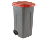 Bidone mobile - 49x54x85 cm - con chiusura a clip - 100 L - grigio/rosso - Mobil Plastic