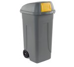 Bidone mobile Push - con coperchio - 49x54x95 cm - 100 L - grigio/giallo - Mobil Plastic